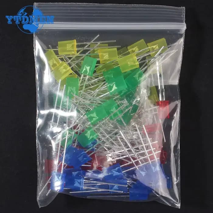 100 pcs/lot carré 2*5*7mm Diode LED 2X5X7mm 5 couleurs rouge jaune vert bleu blanc Kit de diodes électroluminescentes LED pour bricolage électronique