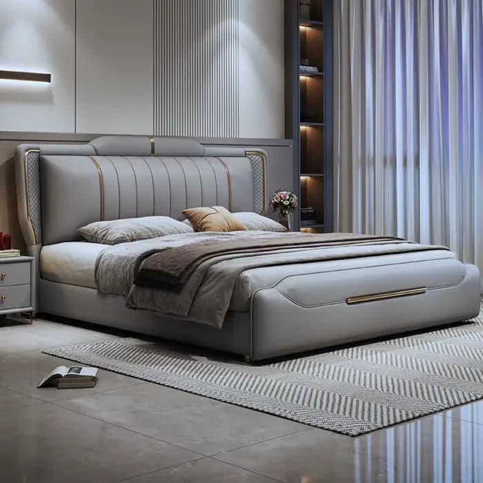 Lit de Support de jambe en métal, espace de rangement rembourré et étanche, cadres de lit modernes de luxe, meubles de chambre à coucher Para El Hogar