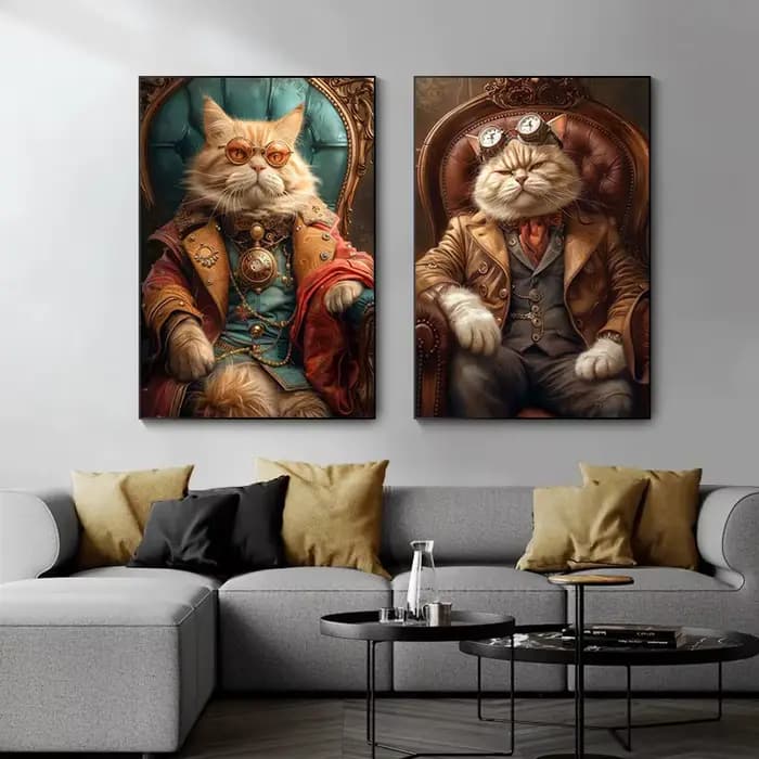 Affiches imprimées sur toile avec Portrait d'animaux Steampunk, images rétro, peinture murale d'art pour décoration de salon et de maison