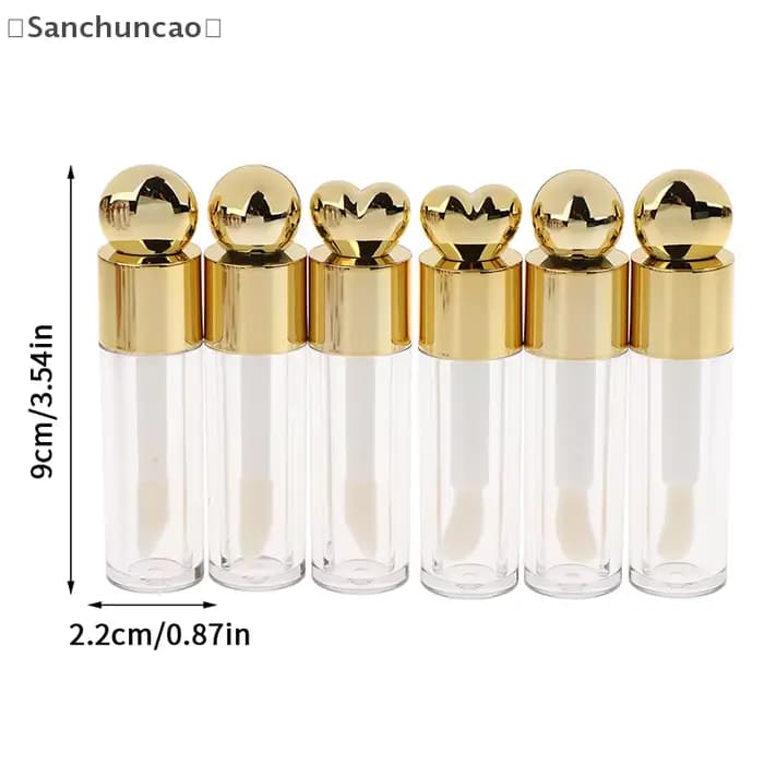 、1San⚡5ml Tube de brillant à lèvres galvanisé Transparent rose/or/argent tige épaisse grande tête de brosse bouteille