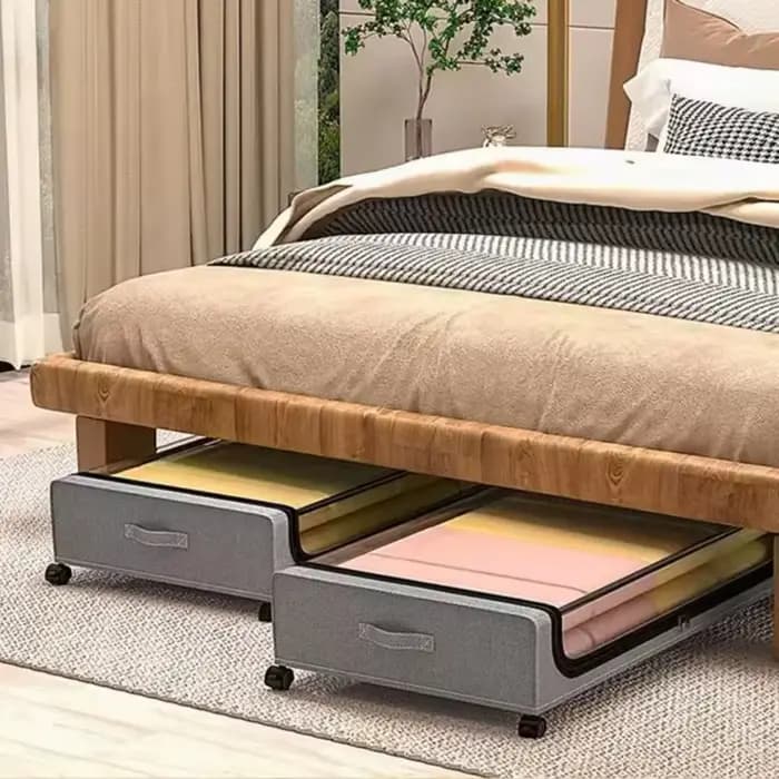 Boîte de rangement sous le lit avec roulettes, organisateur multifonctionnel sous le lit pour vêtements, couettes, chaussures, rangement de chambre à coucher
