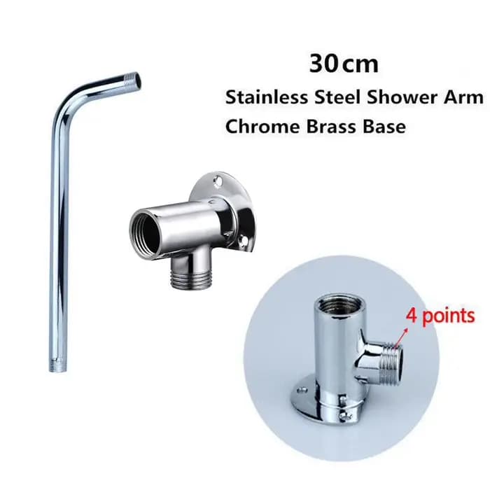 Bras de douche tuyau inférieur pomme de douche murale bras d'extension Joint buse de douche accessoires en acier inoxydable Base fixe de douche