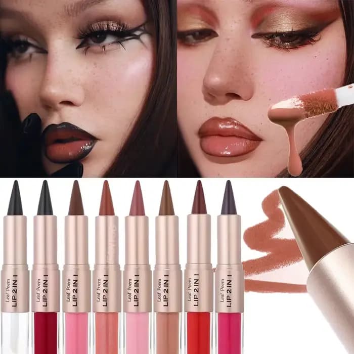 Maquillage pour les lèvres 2 en 1 prune foncé et rose : Crayon