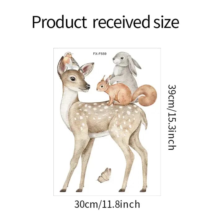 Hand Drawn Cute Deer Rabbit Fox Wall Stickers for Kids Rooms Nursery Living Room Baby Bedroom