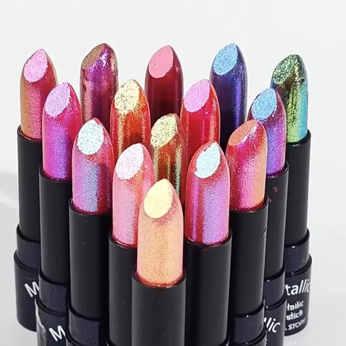 Rouge à lèvres métallique à paillettes