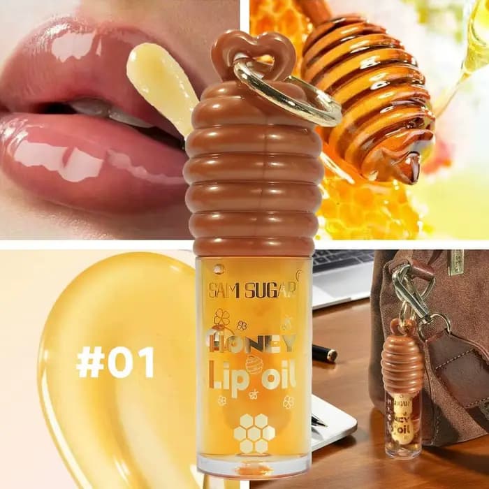 Huile pour les lèvres à l'essence de miel, hydratation longue durée, réduit les lignes des lèvres, b