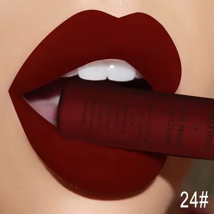 QIBEST Sexy velours mat brillant à lèvres liquide rouge
