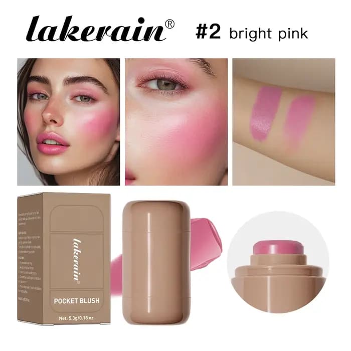 Lakerain 3in1 joue lèvres teinté hydraté Blush bâton imperméable facile couleur Rouge soyeux lisse fard à joues crème mat Contour maquillage