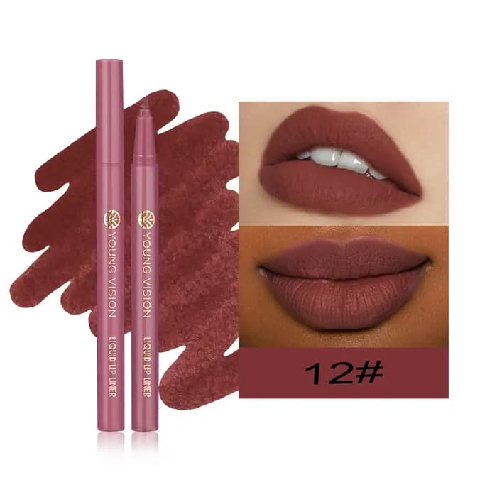 LANGMANNI Stylo liner à lèvres liquide mat velouté 12 couleurs pour la définition des contours