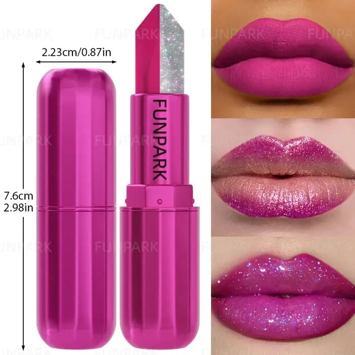 1PC Rouge à lèvres sexy à paillettes bicolore