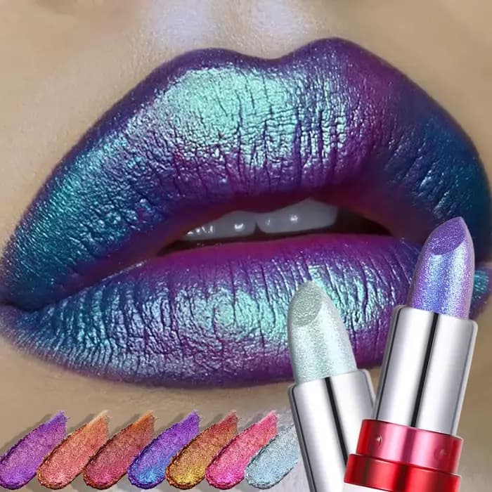 Rouge à lèvres caméléon métallique bleu violet