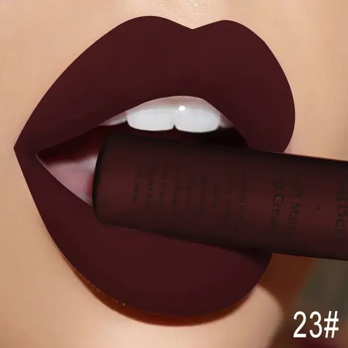 QIBEST Sexy velours mat brillant à lèvres liquide rouge