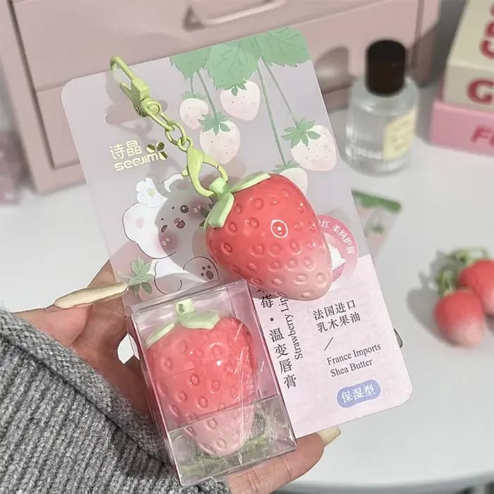 Baume à lèvres Shiji fraise à changement de température – Hydratation intense