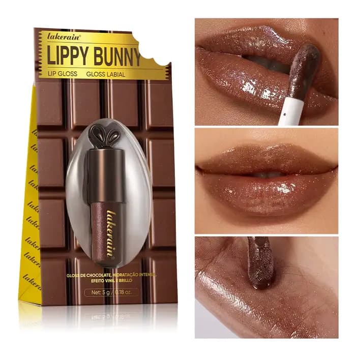 Brillant à lèvres lapin brésilien, couleur chocolat, hydratant, brillant, repulpant, miroir, maquill