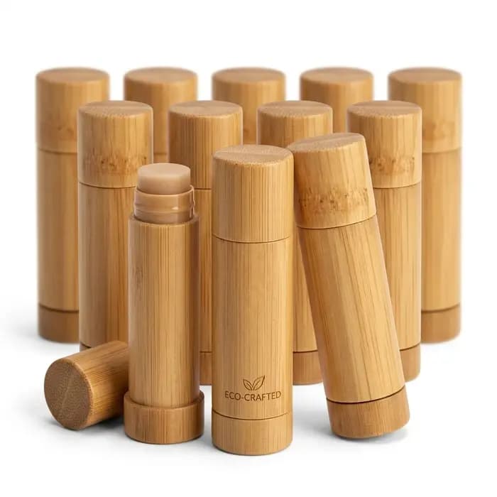 Lot de 10 tubes vides en bambou de 5g pour brillant à lèvres