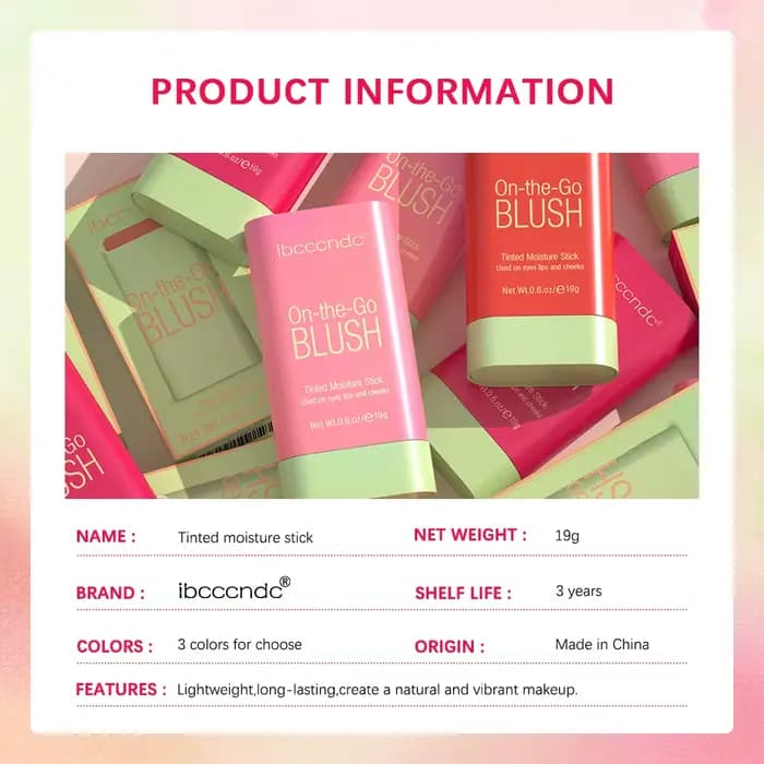 Maquillage fonctionnel Blush Stick couleur facile Rouge fard à joues crème imperméable rendu des couleurs élevé éclaircissant le teint de la peau chaud