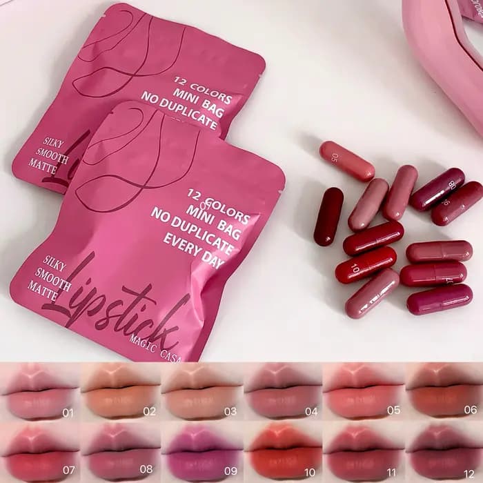 Magic Casa Ensemble de baume à lèvres mat 12 couleurs