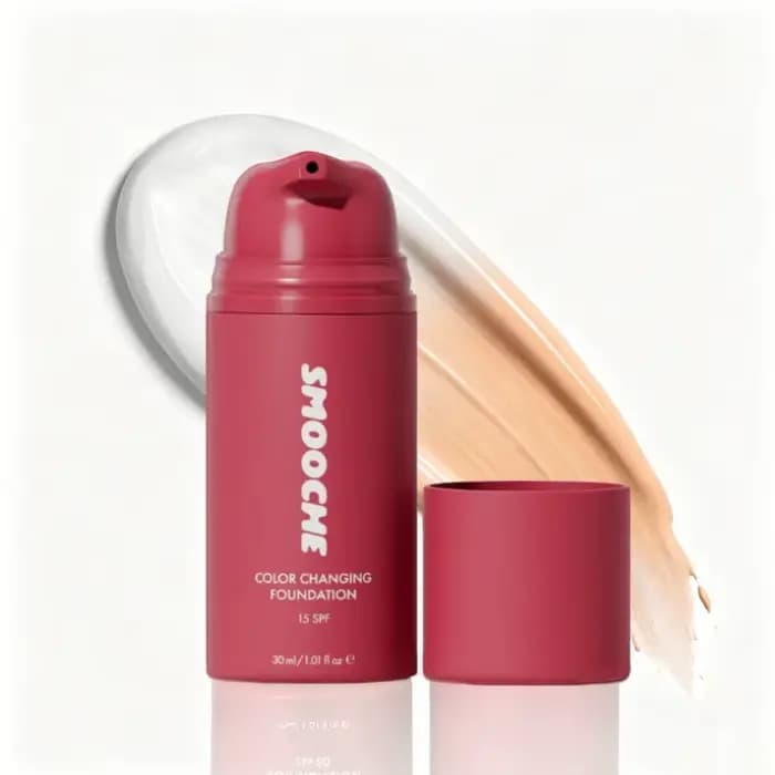 Fond de teint Smooche changeant de couleur SPF15 30ml, longue tenue, teint uniforme, base auto-ajust