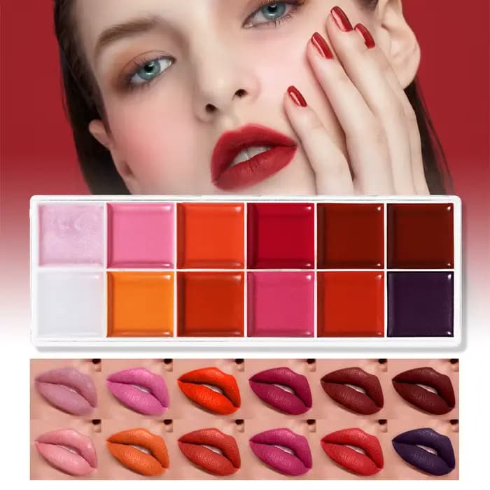 POPFEEL Palette de rouge à lèvres et fard à joues 2 en 1 longue durée de 12 couleurs – Formule légère et hydratante pour une beauté sans effort.