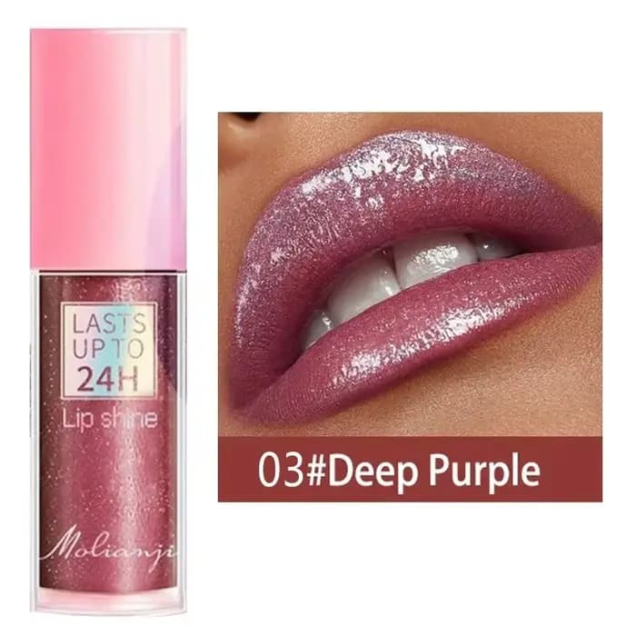 3 couleurs miroir imperméable à l'eau brillant à lèvres hydratant paillettes liquide rouge à lèvres