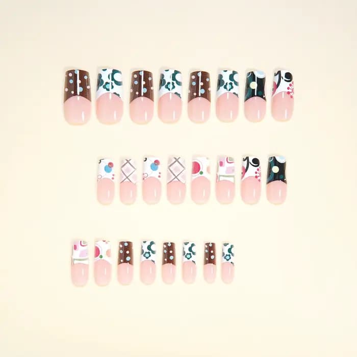 24 pièces doux Cool Style français faux ongles vague Point fleur conceptions épicé fille presse sur