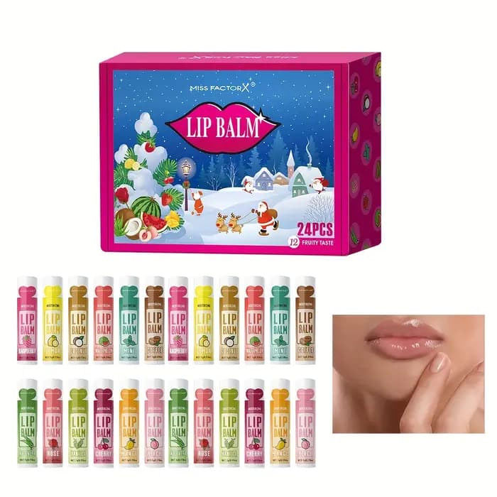 24 pièces par boîte de 12 types de baumes à lèvres parfumés aux fleurs et aux fruits