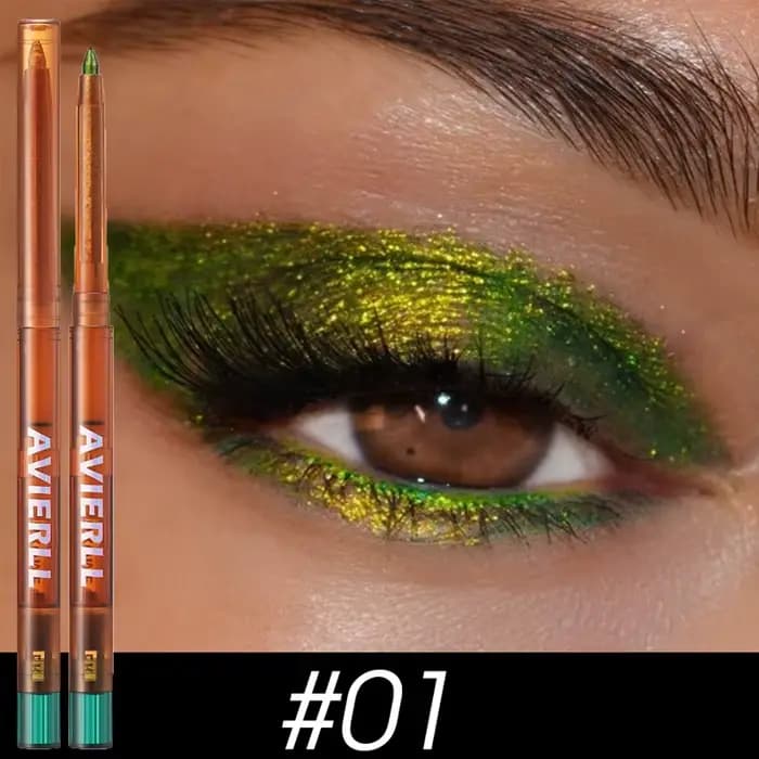 Crayon Eyeliner Gel Vert Scintillant, Fard à Paupières Métallique Nacré Effet Caméléon Diamant, Stic