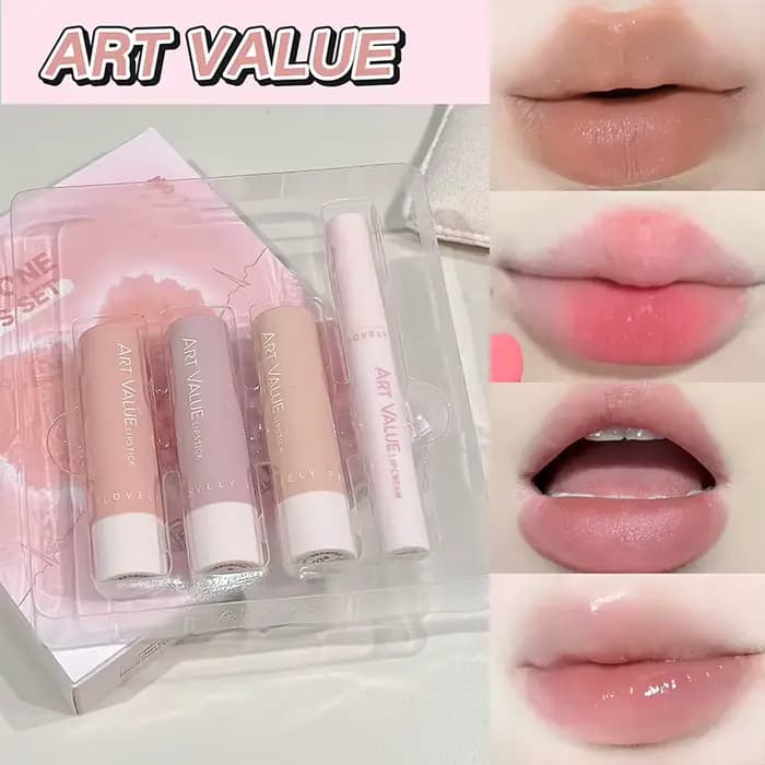 ART VALUE 4 PCS Kits de maquillage pour les lèvres comprenant 3 couleurs de rouge à lèvres liquide m