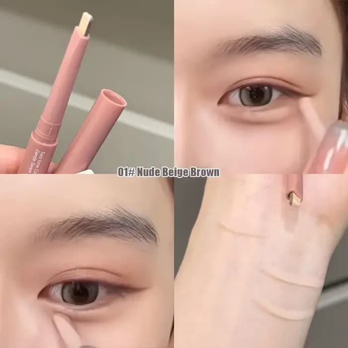 Stylo bicolore sous les yeux, crayon de ver à soie couché à Double extrémité, nu, Contour des paupiè