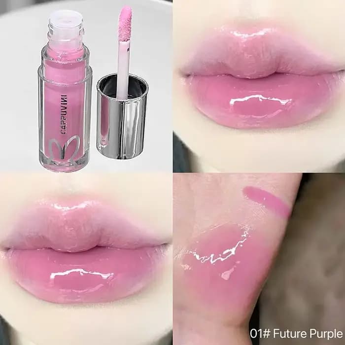 Brillant à lèvres brillant rose clair à l'eau