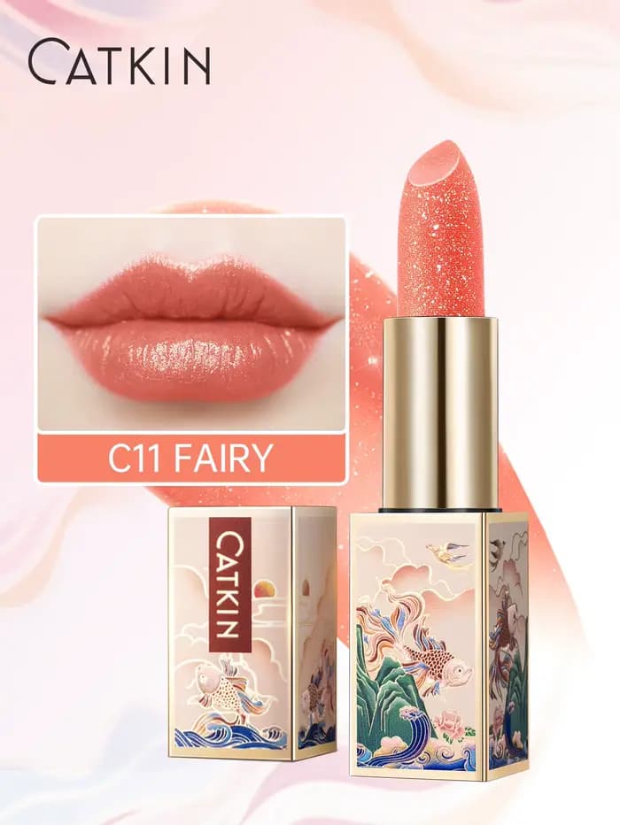 Baume à lèvres teinté chatoyant CATKIN, couleur transparente avec vitamine E, hydratant et nourrissa