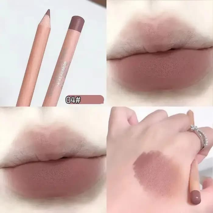 Crayon à lèvres en bois en forme de Contour marron nu