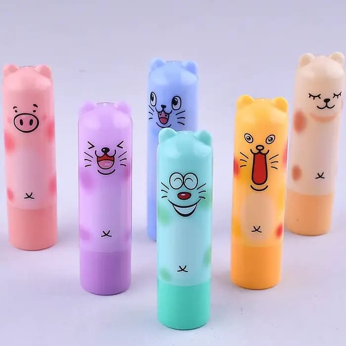 24 pièces mignon ours baume à lèvres clair aromatisé aux fruits hydratant rouge