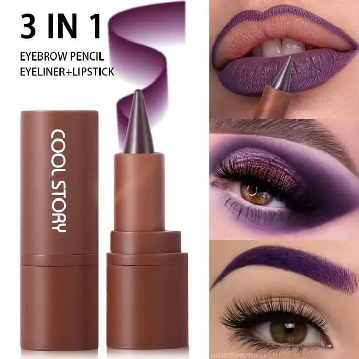 Stylo à lèvres noir multifonctionnel, mat, violet, blanc, marron, rouge dégradé, teinte de contour, fard à paupières, crayon