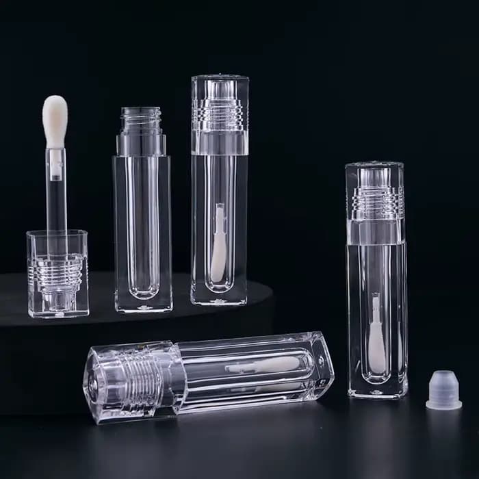Tube de brillant à lèvres portable de 4 ml – Récipient vide transparent avec grande brosse et tige a