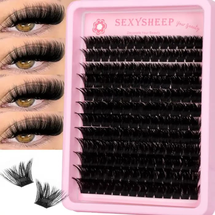 Extensions de cils en bouquets effet chat, 8-16mm, avec bande souple pour maquillage