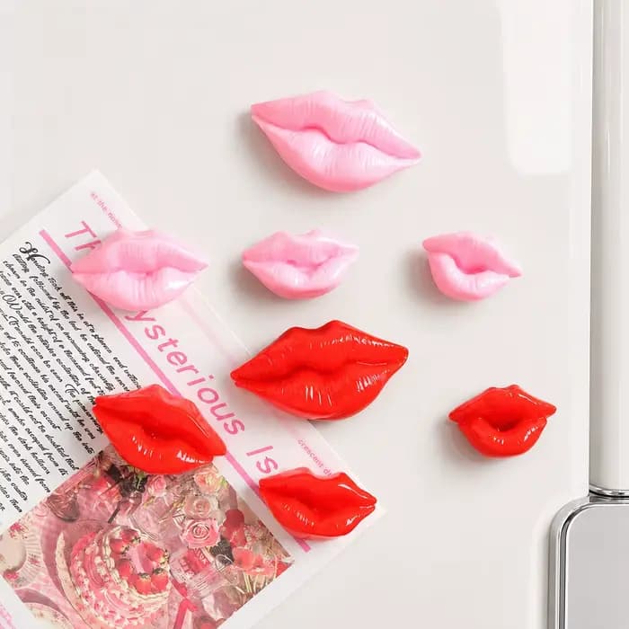 Aimants de réfrigérateur Lèvres Rouges, Aimants décoratifs Lèvres Brillantes Rouge Rose pour Cuisine