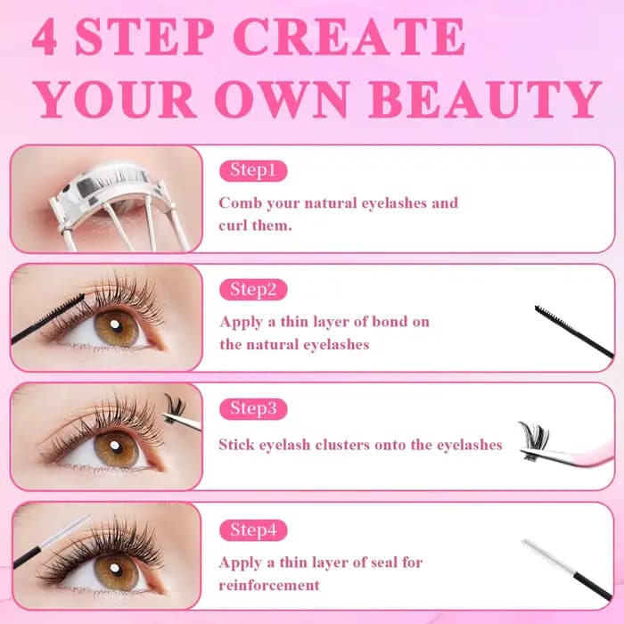 Extensions de cils en bouquets effet chat, 8-16mm, avec bande souple pour maquillage