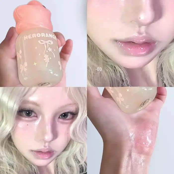 Herorange Milky Star Lip Gloss Shimmer Hydratant Réparateur Réduit les Lignes de Sécheresse Nourrissant Longue Durée Brillant Cadeau