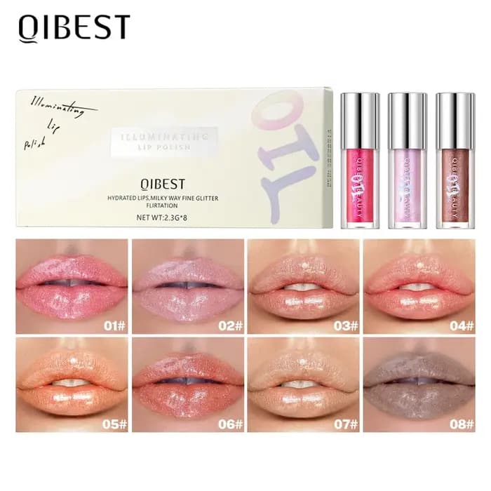 QIBEST Gloss à lèvres nacré repulpant et scintillant