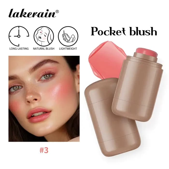 Lakerain 3in1 joue lèvres teinté hydraté Blush bâton imperméable facile couleur Rouge soyeux lisse fard à joues crème mat Contour maquillage