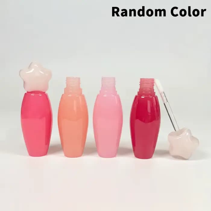Tube à gloss transparent en forme d'étoile avec grande brosse