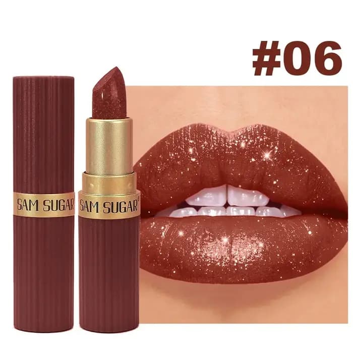 Rouge à lèvres luxueux à paillettes métalliques