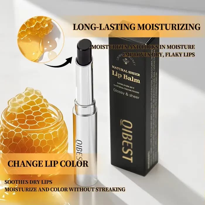 QIBEST baume à lèvres transparent naturel hydratant miel rouge
