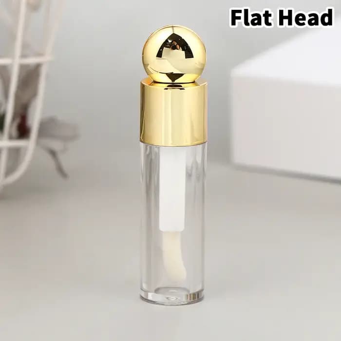 、1San⚡5ml Tube de brillant à lèvres galvanisé Transparent rose/or/argent tige épaisse grande tête de brosse bouteille