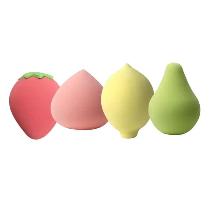 4 pièces en forme de fruit doux maquillage poudre bouffée