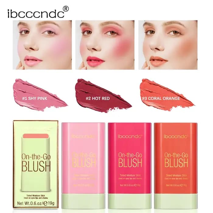 Maquillage fonctionnel Blush Stick couleur facile Rouge fard à joues crème imperméable rendu des couleurs élevé éclaircissant le teint de la peau chaud
