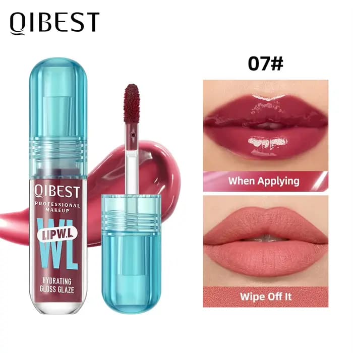 Gloss à lèvres cristallin QIBEST, effet miroir, brillant à lèvres aqueux, longue durée, hydratant, b