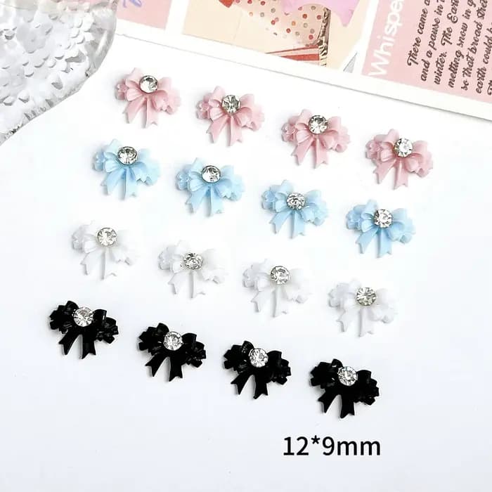 Nœuds féeriques de couleur unie, 30 pièces, breloques pour ongles en résine, nœuds minimalistes Doub