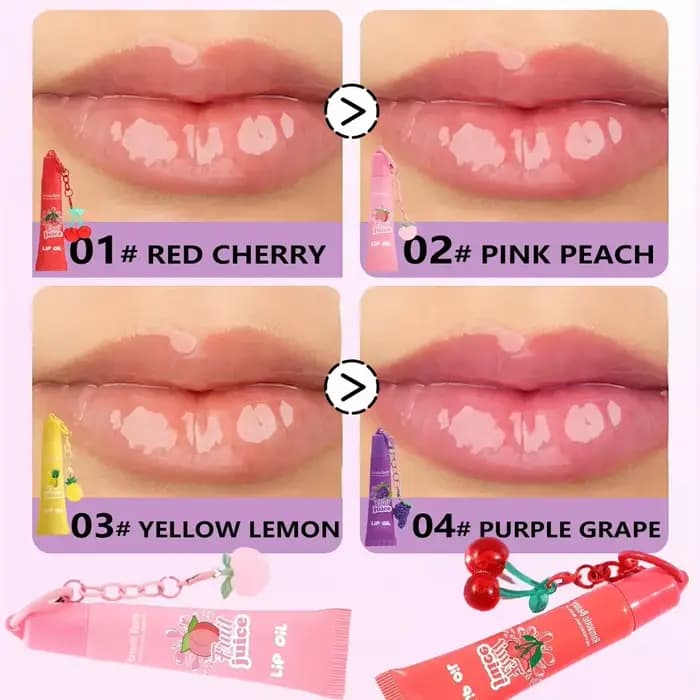 Huile à lèvres fruitée pour femme avec porte-clés – Hydratante
